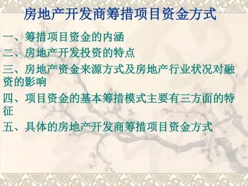 房地产开发商筹措项目资金方式