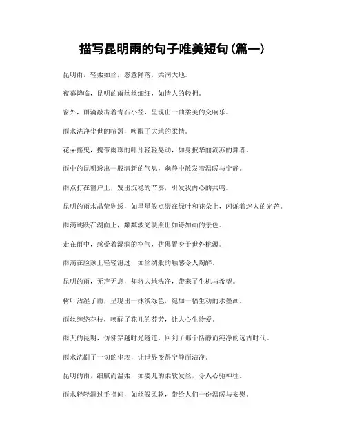 描写昆明雨的句子唯美短句(精选2篇)