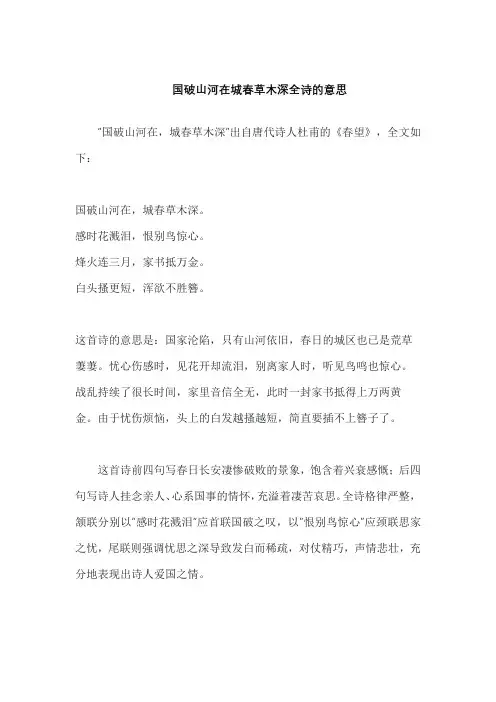 国破山河在城春草木深全诗的意思