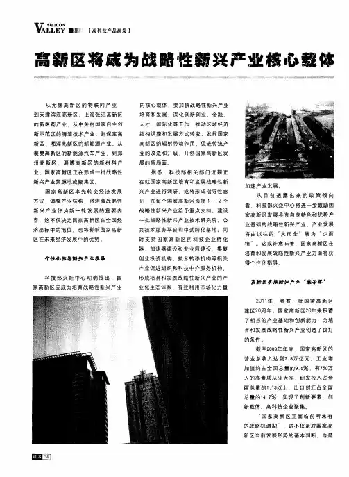 高新区将成为战略性新兴产业核心载体