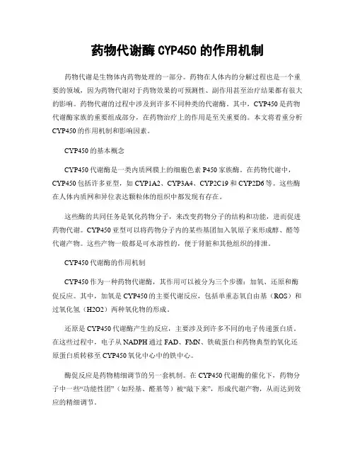 药物代谢酶CYP450的作用机制