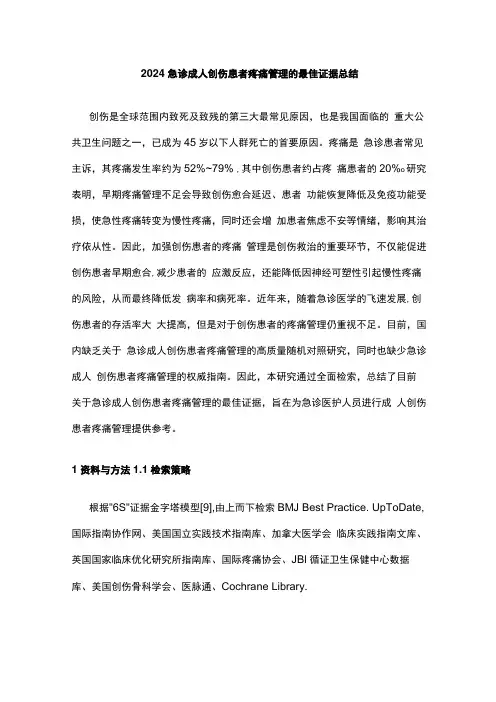2024急诊成人创伤患者疼痛管理的最佳证据总结