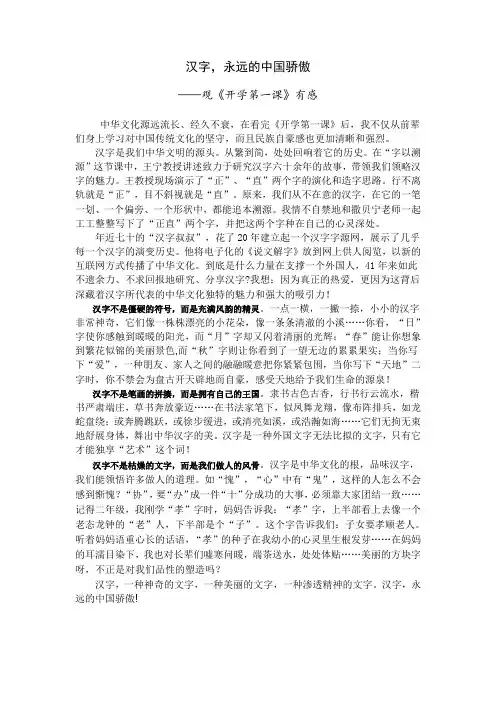 1小学生优秀习作《汉字——永远的中国骄傲》