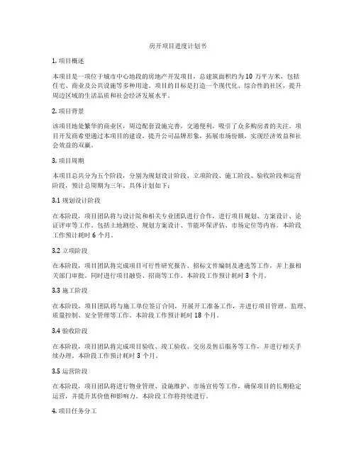 房开项目进度计划书