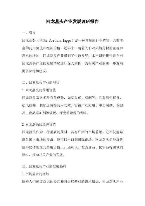 回龙藠头产业发展调研报告