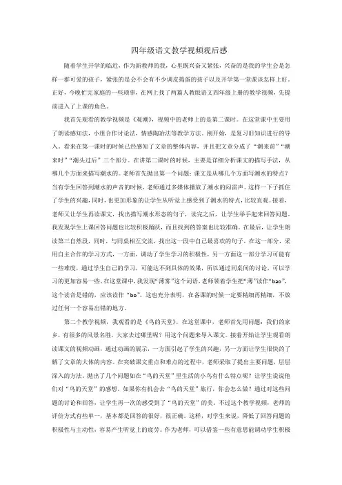 四年级语文教学视频观后感