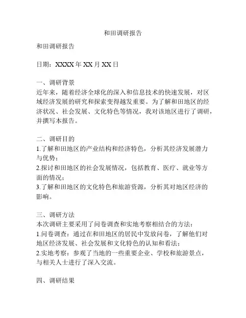和田调研报告