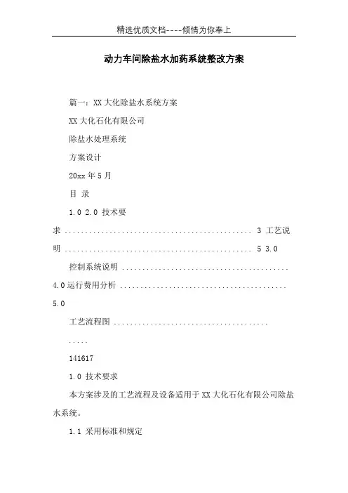 动力车间除盐水加药系统整改方案(共20页)