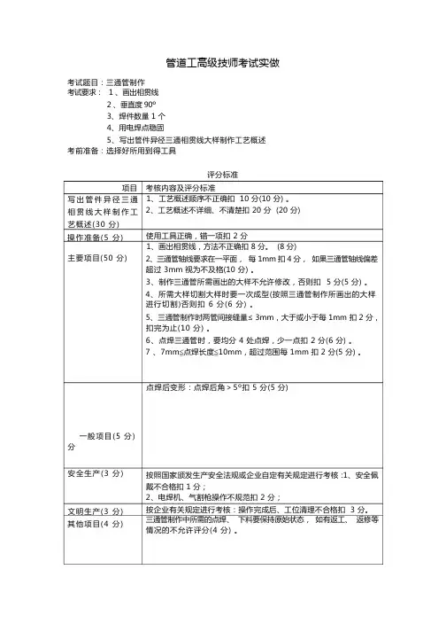 管道工高级技师实做