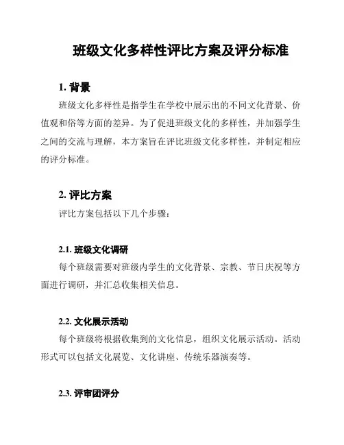 班级文化多样性评比方案及评分标准