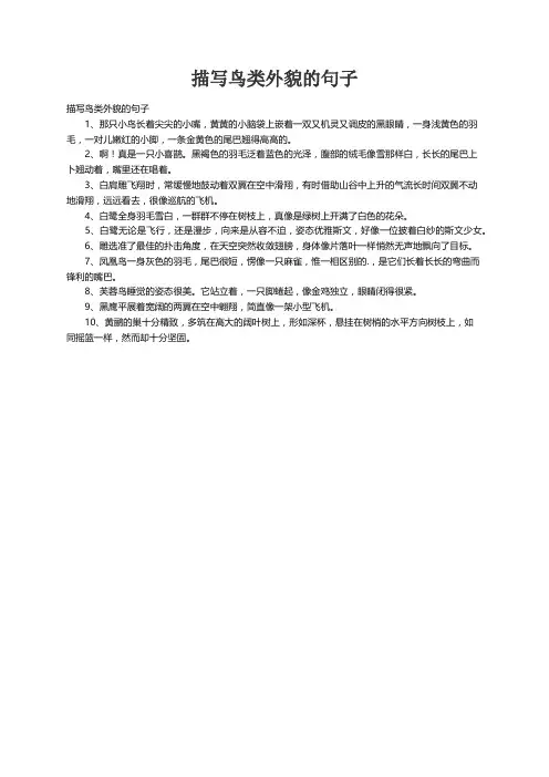 描写鸟类外貌的句子