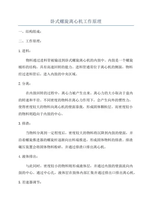卧式螺旋离心机工作原理