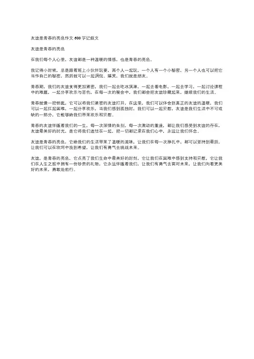 友谊是青春的亮色作文600字记叙文