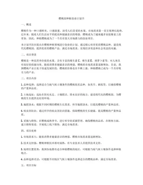 樱桃园种植创业计划书