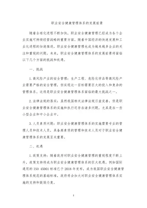 职业安全健康管理体系的发展前景