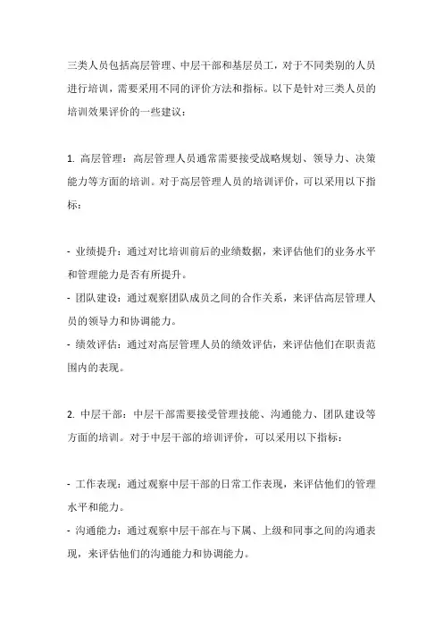 三类人员培训效果评价