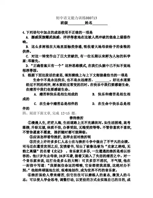 初中语文能力训练080713