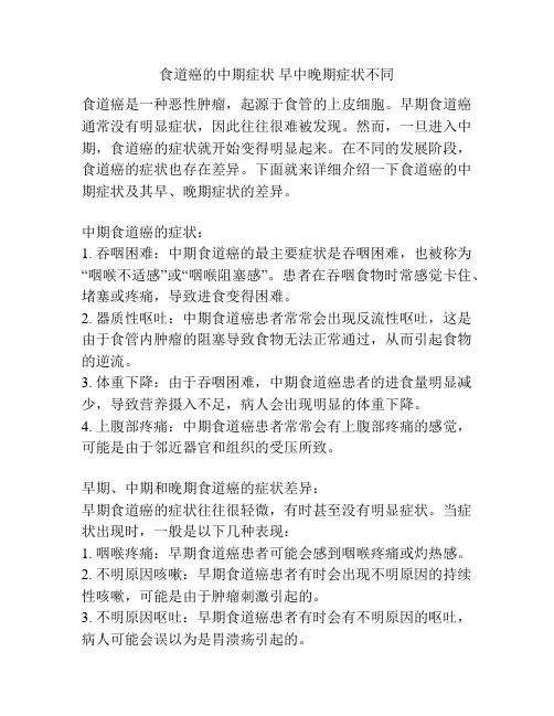 食道癌的中期症状 早中晚期症状不同