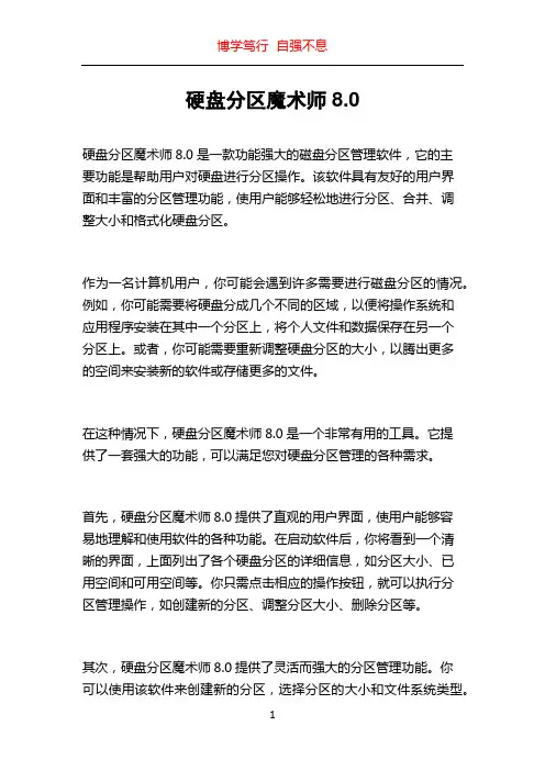 硬盘分区魔术师8.0