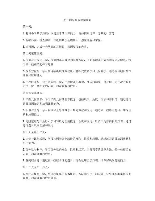 初三辅导寒假数学规划
