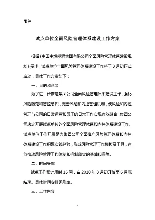 试点单位全面风险管理体系建设工作方案.doc