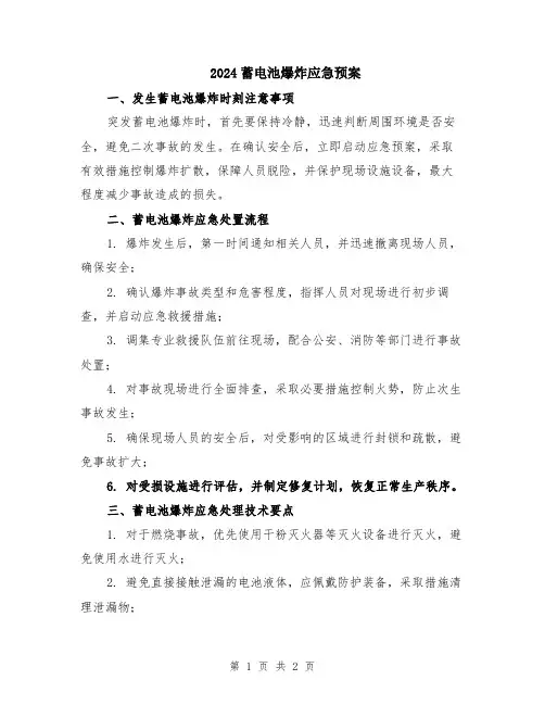 2024蓄电池爆炸应急预案