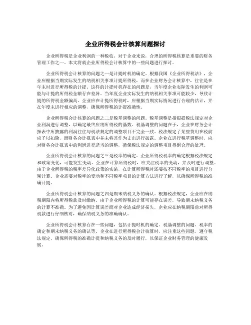 企业所得税会计核算问题探讨