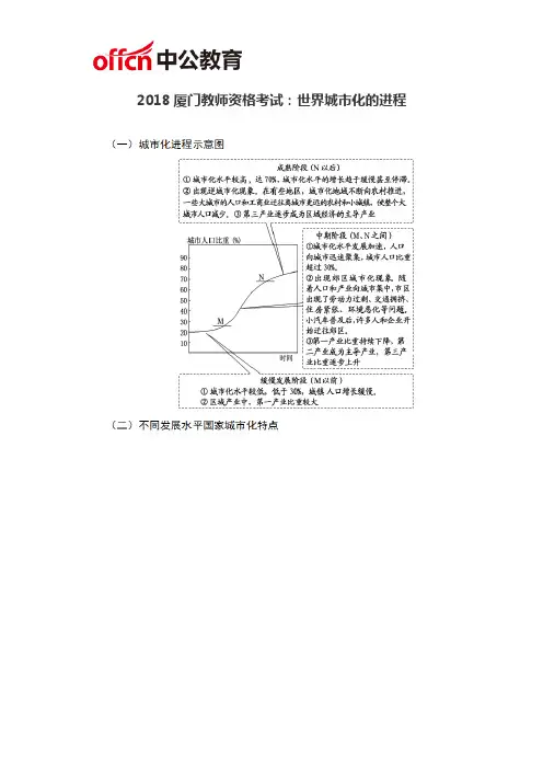 2018厦门教师资格考试：世界城市化的进程