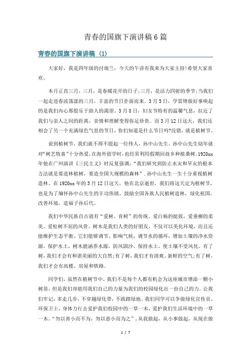 青春的国旗下演讲稿6篇