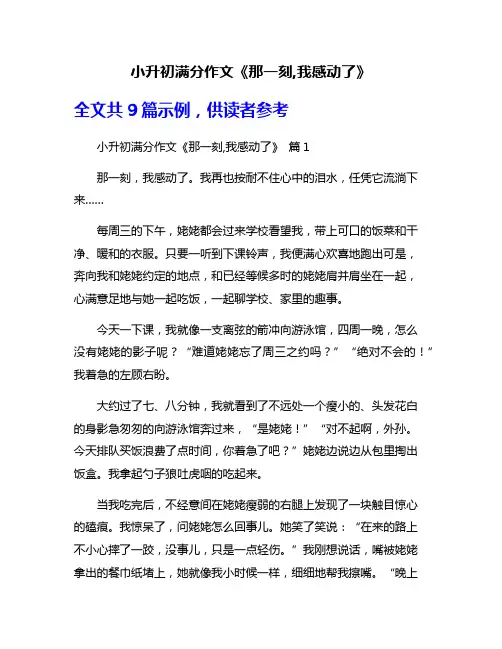 小升初满分作文《那一刻,我感动了》