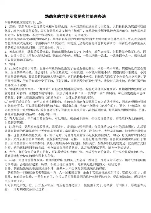 鹦鹉鱼的饲养法及常见病的处理法