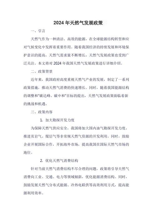 2024年天然气发展政策