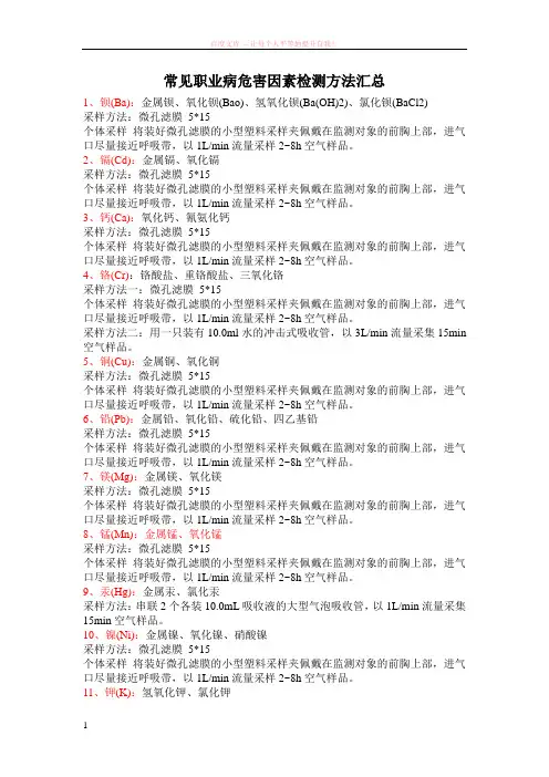 常见职业病危害因素检测方法汇总 (1)