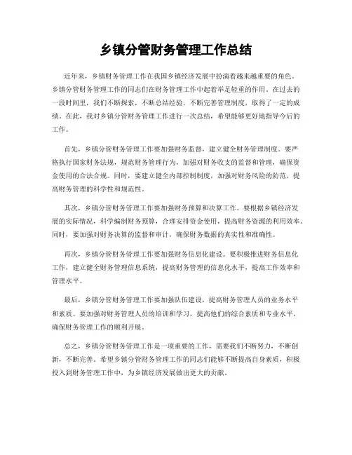 乡镇分管财务管理工作总结