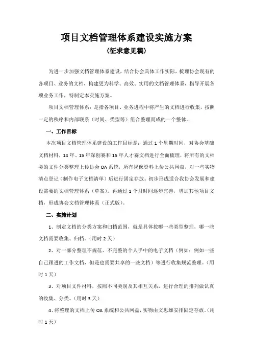 项目文档管理体系建设实施方案