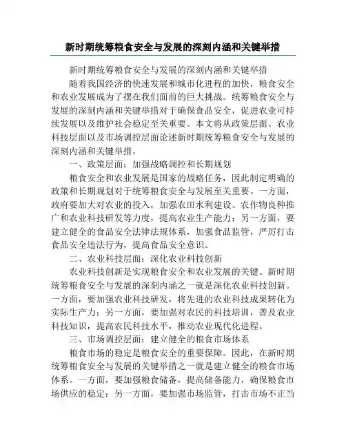 新时期统筹粮食安全与发展的深刻内涵和关键举措