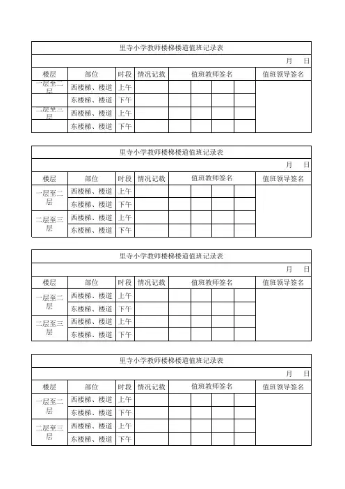 教师楼梯楼道值班记录表