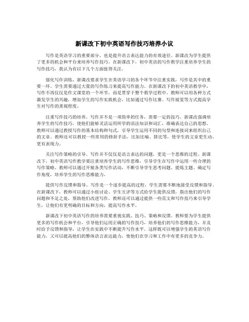 新课改下初中英语写作技巧培养小议