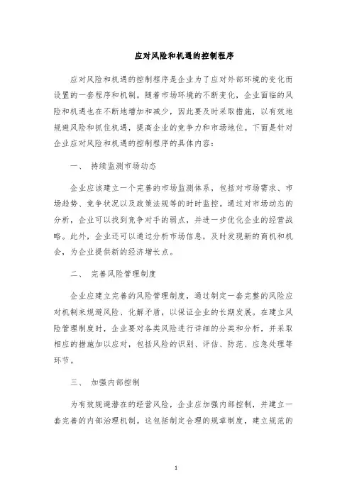 应对风险和机遇的控制程序