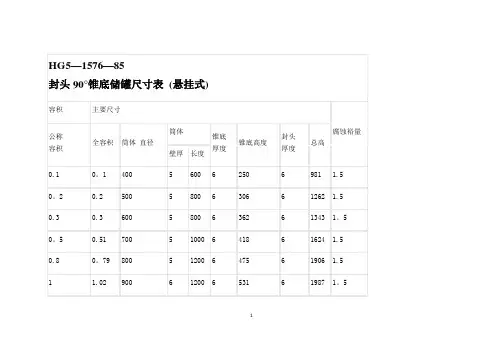各储罐标准尺寸