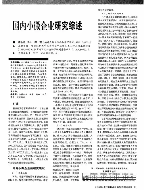 国内小微企业研究综述