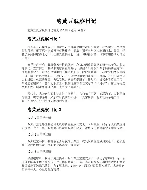 泡黄豆观察日记