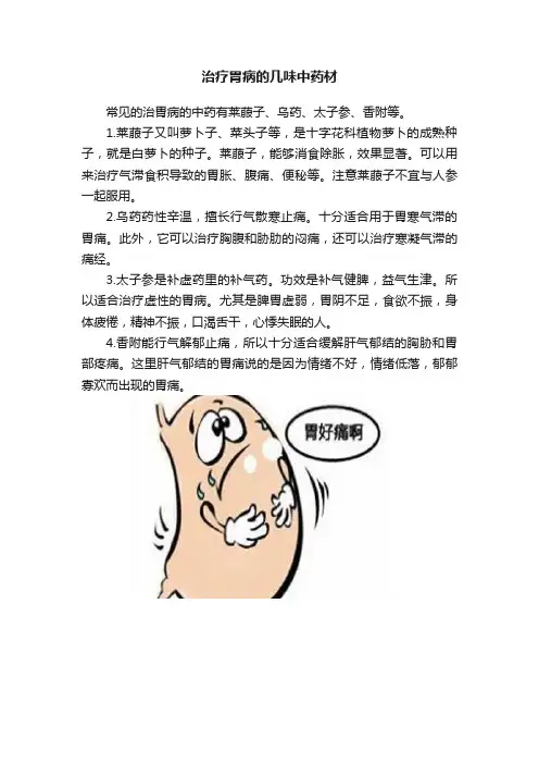 治疗胃病的几味中药材