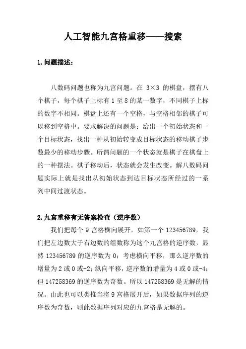 人工智能九宫格重移(搜索)