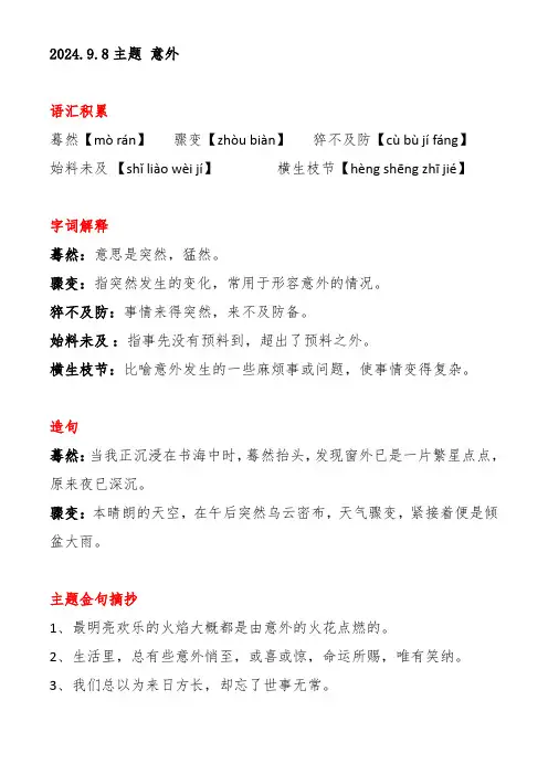 每日好词好句积累：意外