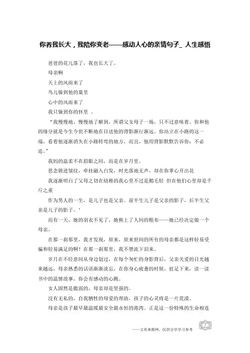 你养我长大,我陪你变老——感动人心的亲情句子_人生感悟