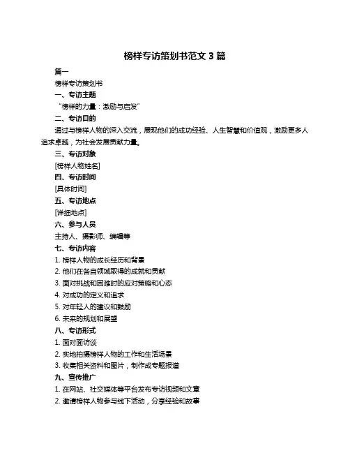 榜样专访策划书范文3篇