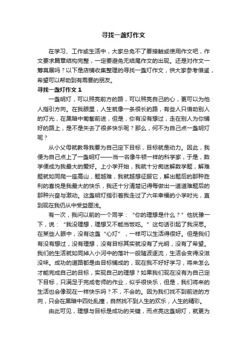 寻找一盏灯作文