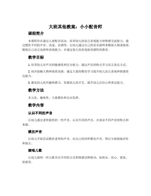 大班其他教案：小小配音师