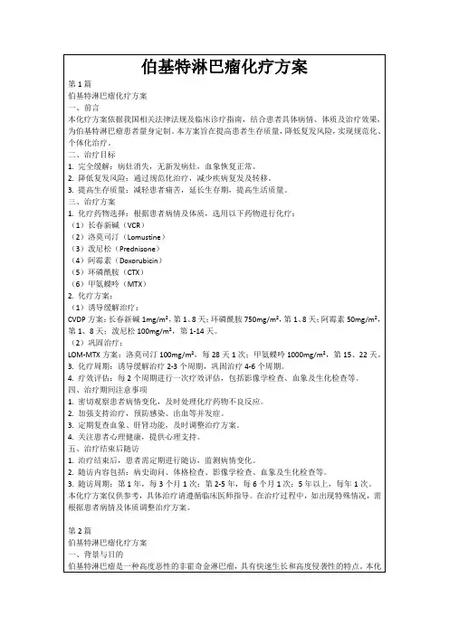 伯基特淋巴瘤化疗方案